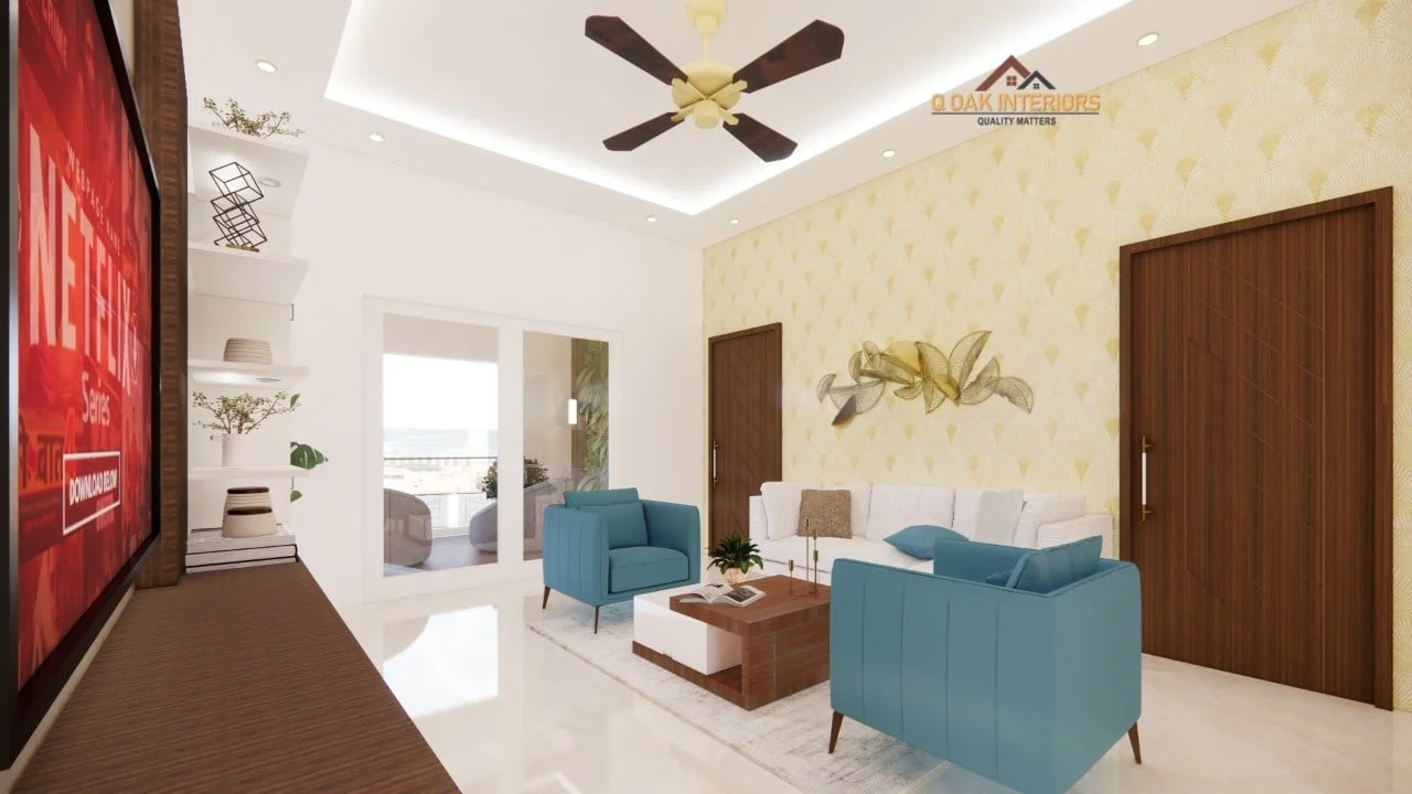 Living Area Interior Design In Bangalore - Q Oak Interiors