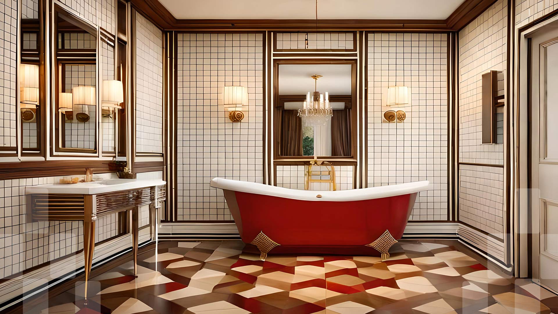 Bathroom with Patterned Starburst Tile