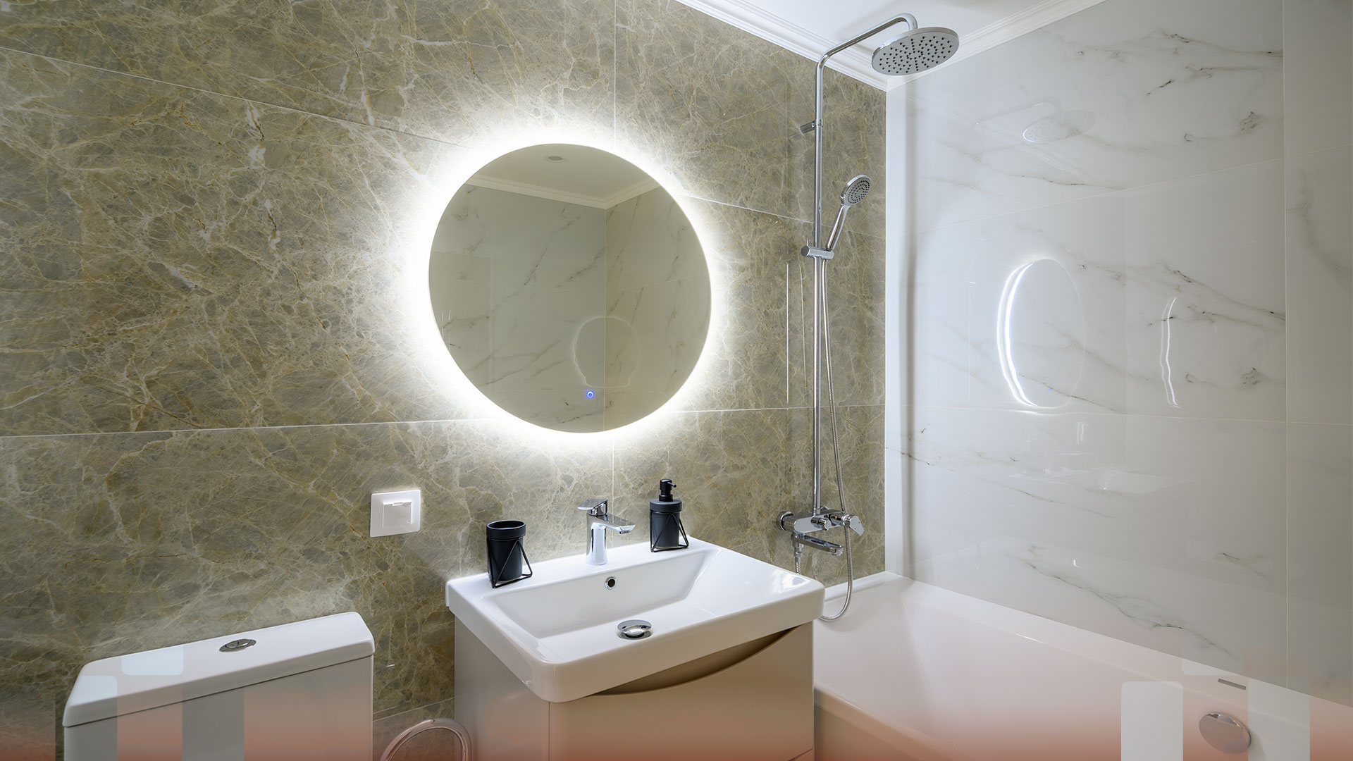 Small Bathroom with a Backlit Mirror