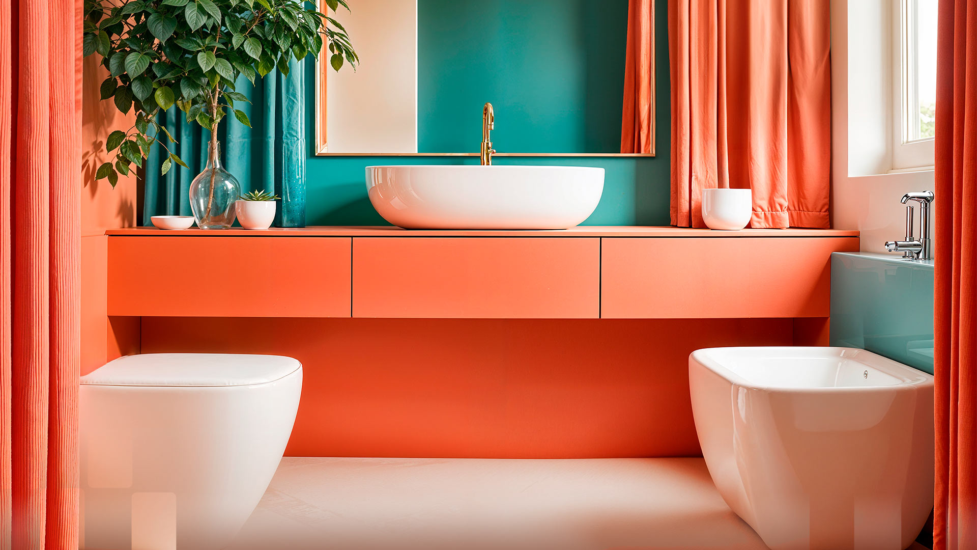 Small Bathroom with contrasting colors