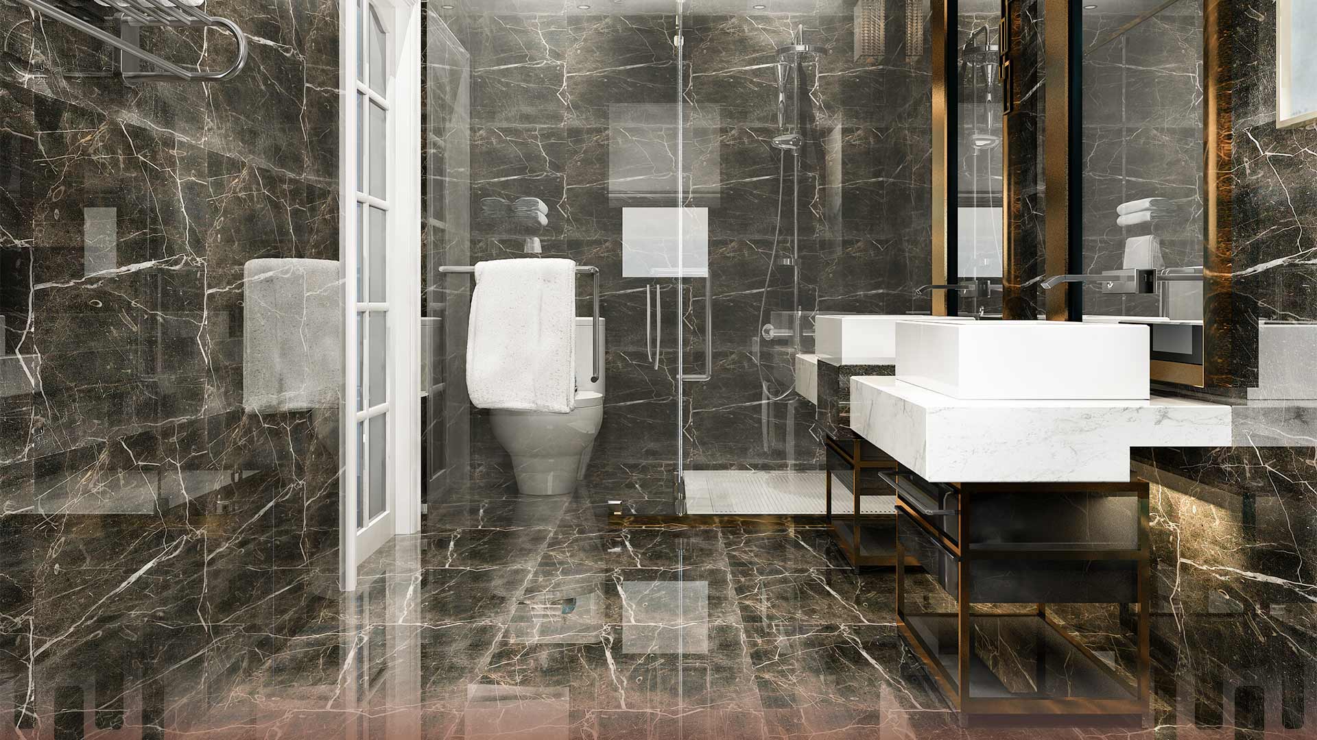 bathroom with Porcelain Tiles