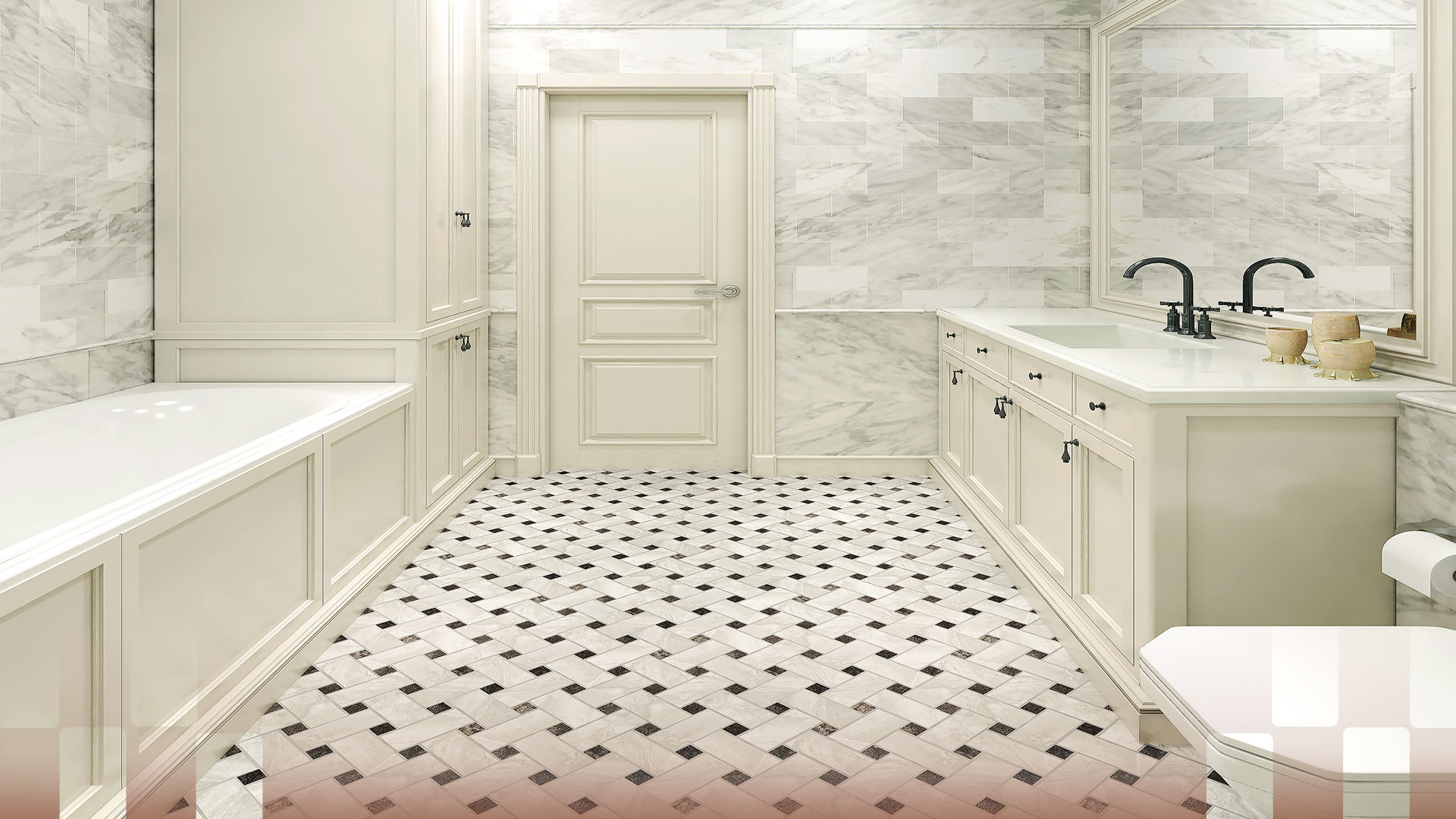 Small Bathroom with a Patterned Floor