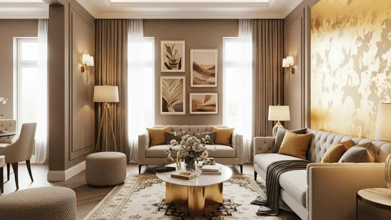 Gold + Taupe & Earth Tones colour combination